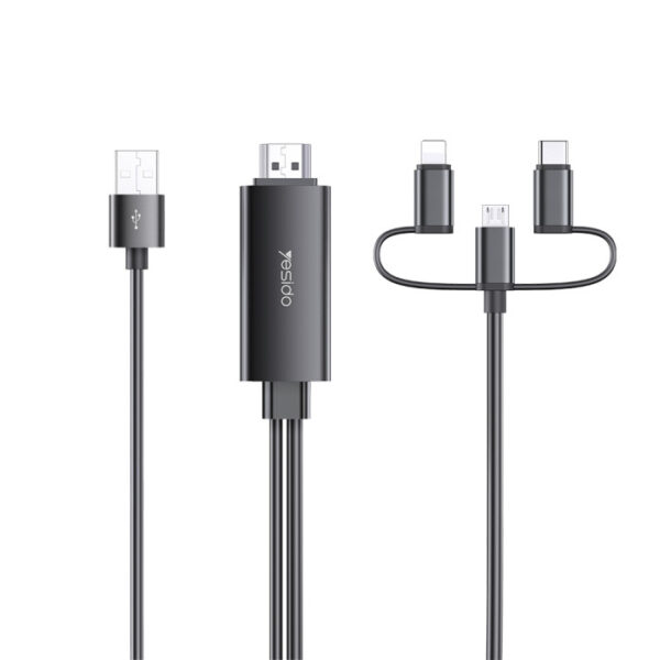 YESIDO Lightning + Micro + Type-C to HDMI Cable